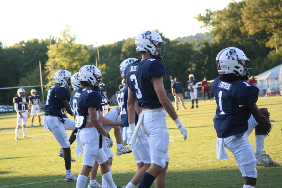 Patriots wide receivers warm up prior to their game with Pinson Valley, on Sept. 23rd.