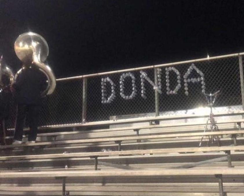 The band used its empty water bottles to spell out Donda after the release of Kanye Wests recent album. (photo contributed by Nathan Jones).