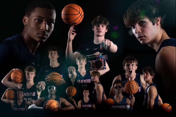 Compilation of media day photos from the boys varsity basketball team (photo by Caleb Mullis).