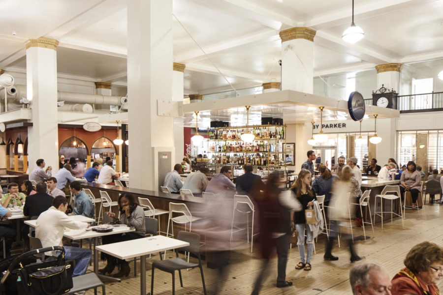 A bustling Pizitz Food Hall offers a wide variety of restaurant stands to explore (photo by The Pizitz).