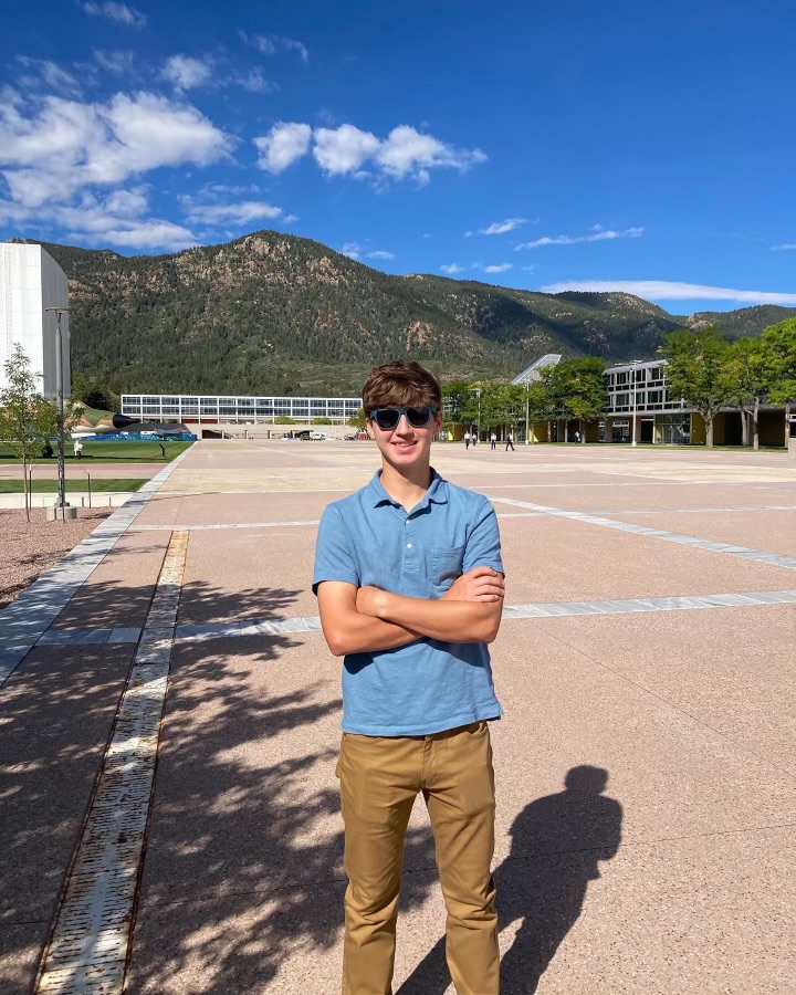 Harrell takes in the mountain views at the Academys Colorado Springs campus (photo by April Harrell).