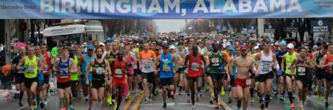 Runners lead the Mercedes Marathon through Birmingham, Alabama. (Photo from runsignup.com)