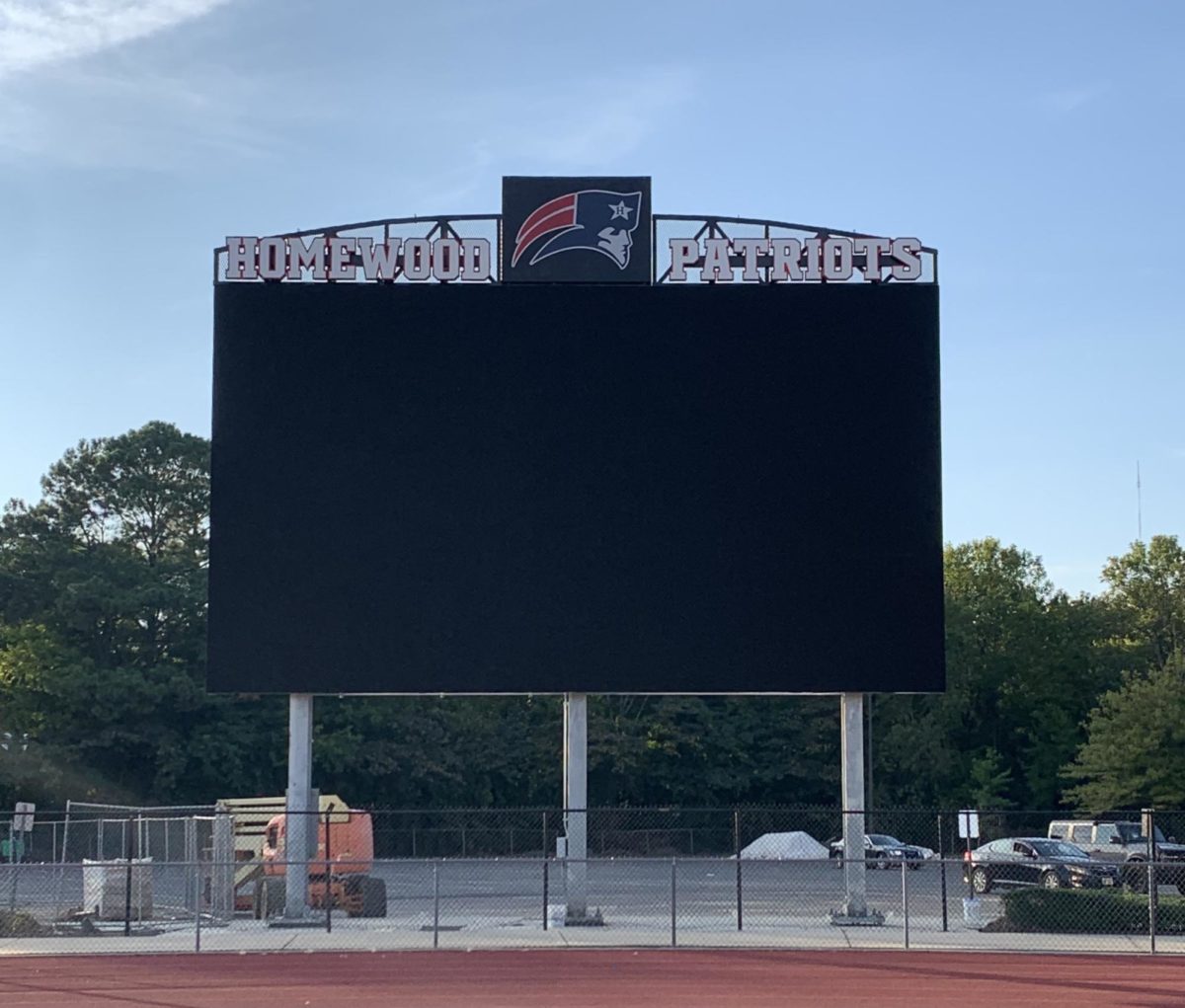 The new Jumbotron at Waldrop will display sports media content. 
