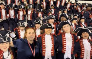 Students Megan Brown, Emily Villanueva, Anna Blakely Thompson and Cameron Samford "jamming" alongside band director Mackenzie Owens at Pinson Valley. 