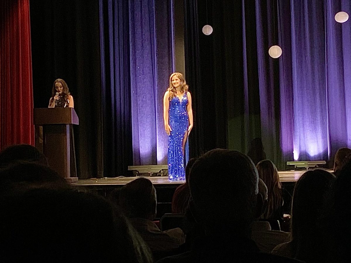 Abigail Ryan, 2022 participant, takes the stage during evening gown portion.