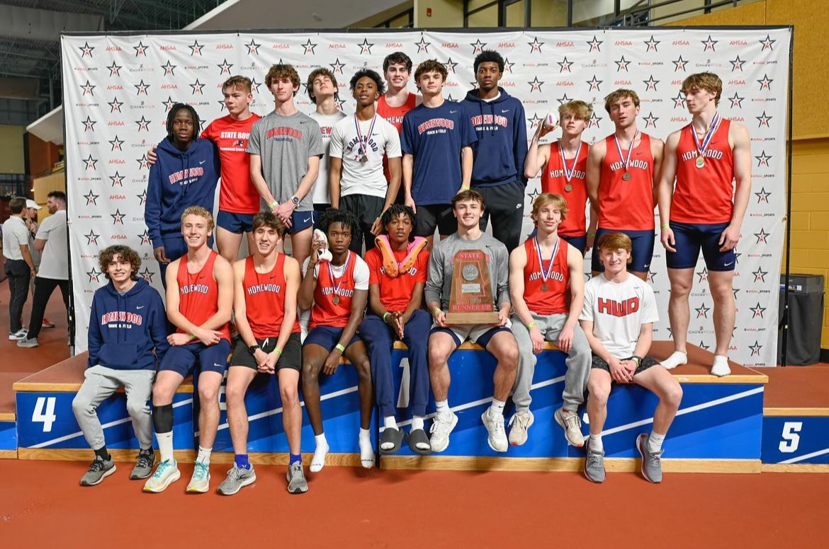 Indoor boys track team after placing second at state. 
