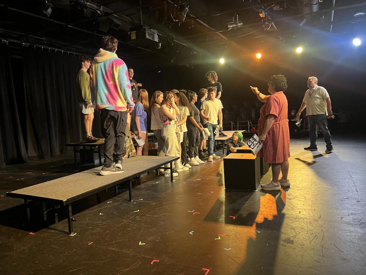 Director Amy Marchino instructs performers during play rehearsal. This is Marchinos first play to direct for HHS and features students from outside the theater department.