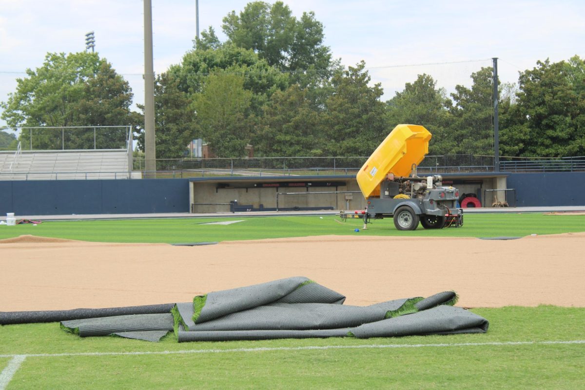 New turf getting installed on the baseball field