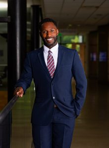 Marcus Harris posing for an introductory photo at the Middle School. Harris was named new assistant principal on May 21st.