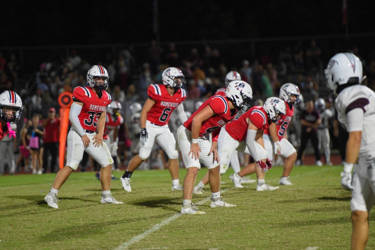 Homewood's defense lining up against Gardendale's offense on October 4th. The Patriots won that game 23-7 to push them to 4-0 in Class 6A Region 5.