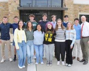 Back row, from left to right: RJ Teter, Sam Ernest, Foster Laird, Luke Binet, Oliver Trolard, Colton Cox, Charley Chewning, Dr. Joel Henneke. Front row, from left to right: Chandler York, Margo Brandrup, Alejandra Briceno, Emma Berthiaume, Ruby Reeves, Emma Brooke Levering. 