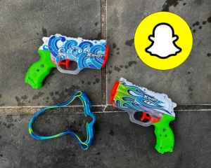 Senior Assassin is a game where students eliminate opposing teams with a water gun. Homewood students use Snapchat to take videos of their wins and access the locations of their targets.