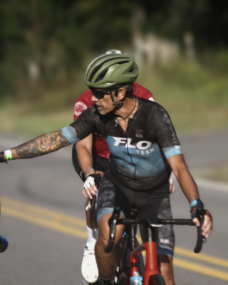 Some of the first riders reach the first out of five rest stops. The first stop 10 miles in, with 90 miles to go.