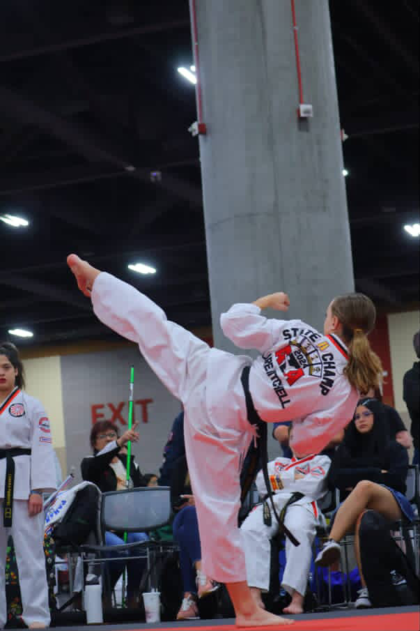 Claire Mitchell competes for first place in Taekwondo World Championship. This match focused on perfection in form.
