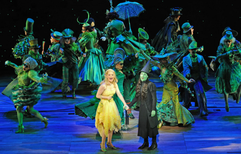 Two actresses perform Broadway's Wicked. The show is one of Broadway's longest running and iconic shows.